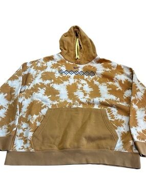 Nike Men's N7 Tie-Dye Hooded Fleece Pullover Sweatshirt - Caramel/White